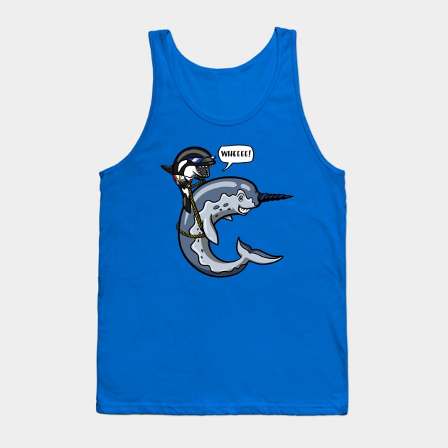 Orca Whale Riding Narwhal Fish Tank Top by underheaven